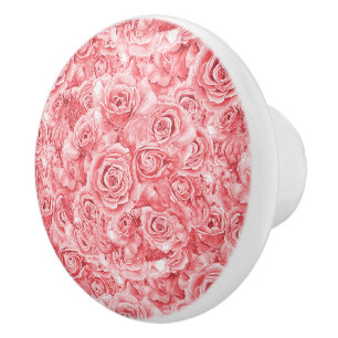 Bouton De Porte En Céramique Céramique rose unique