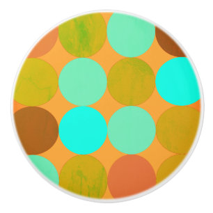 Bouton De Porte En Céramique Cercles bleu turquoise vert et orange