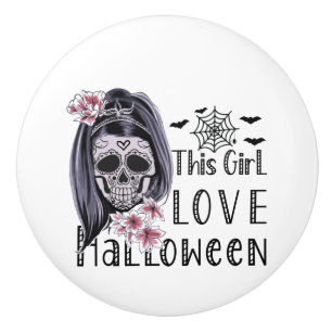 Bouton De Porte En Céramique Cette fille aime Halloween