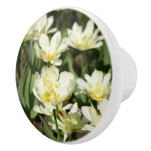 Bouton De Porte En Céramique Champ de tulipes blanches