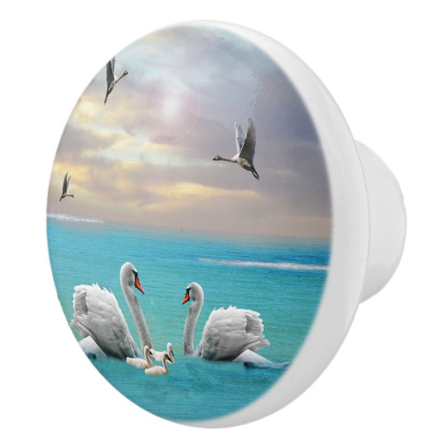 Bouton De Porte En Céramique Chanson Du Cygne Blanc, (Droite)