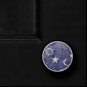Bouton De Porte En Céramique Charming mystique Étoiles de lune d'argent Sun A