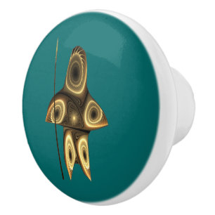 Bouton De Porte En Céramique Chasseur inuit fractal