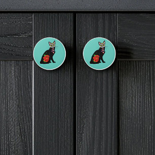 Bouton De Porte En Céramique Chat noir de Sugar