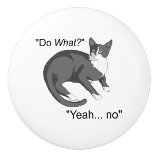 Bouton De Porte En Céramique Chat têtu