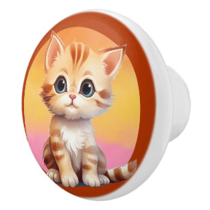 Bouton De Porte En Céramique Chaton bébé mignonne