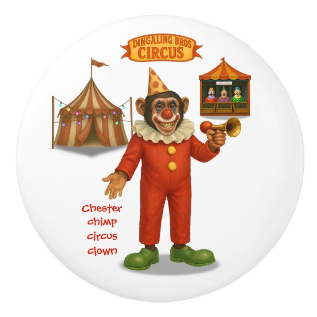 Bouton De Porte En Céramique Chester chimp clown (Devant)