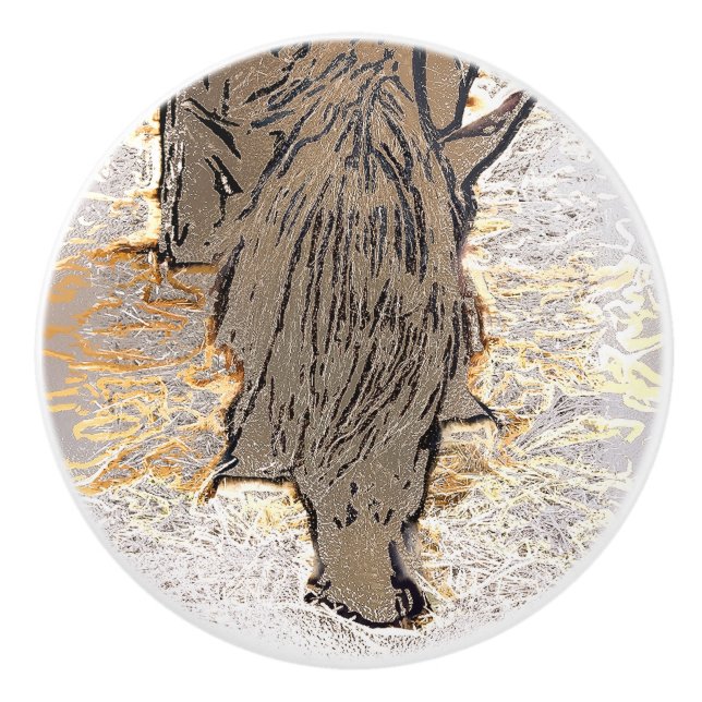 BOUTON DE PORTE EN CÉRAMIQUE CHEVAL BROWN (Devant)