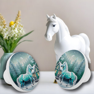 Bouton De Porte En Céramique Cheval magique en forêt enchantée