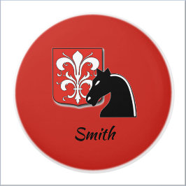 Bouton De Porte En Céramique Chevalier rouge et noir médiéval et bouclier