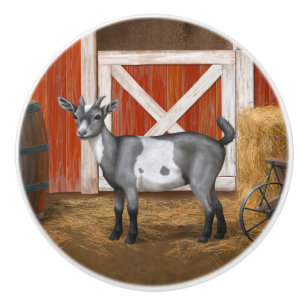 Bouton De Porte En Céramique Chèvre tachetée gris mou