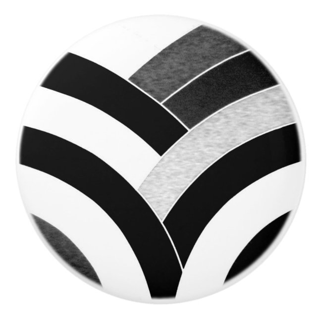 Bouton De Porte En Céramique chevrons modernes et sophistiqués (Devant)