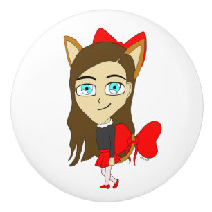 Bouton De Porte En Céramique chibi catgirl