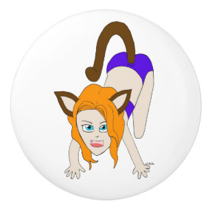 Bouton De Porte En Céramique chibi catgirl