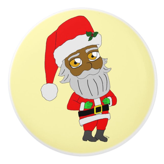 Bouton De Porte En Céramique Chibi Santa (Devant)