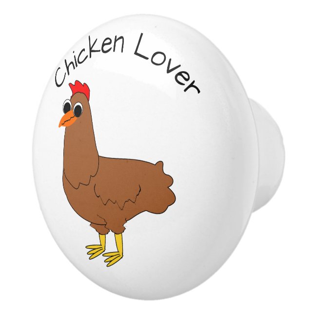 Bouton De Porte En Céramique Chicken Design Personalised (Droite)