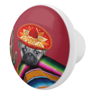 Bouton De Porte En Céramique Chien mexicain de carlin