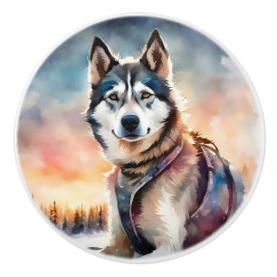 Bouton De Porte En Céramique Chien Sibérie Husky Ceramic Pull
