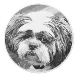 BOUTON DE PORTE EN CÉRAMIQUE CHIH TZU DOG
