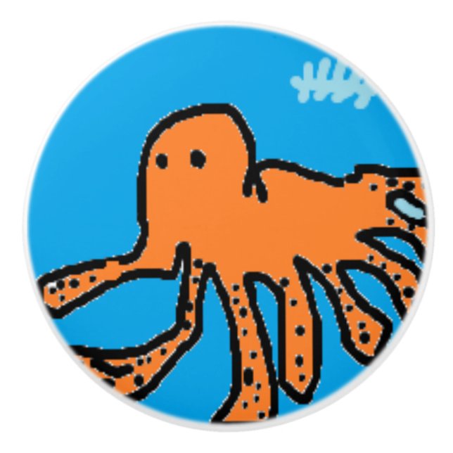 Bouton De Porte En Céramique Childrens Octopus Handle (Devant)
