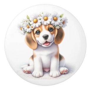 Bouton De Porte En Céramique Chiots précieux