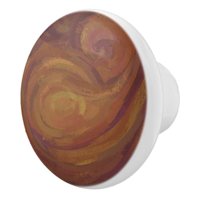 Bouton De Porte En Céramique Chocolat Carmel Swirl (Droite)