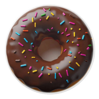 Bouton De Porte En Céramique Chocolate Donut with Sprinkles