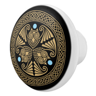 Bouton De Porte En Céramique Chouette triple celtique