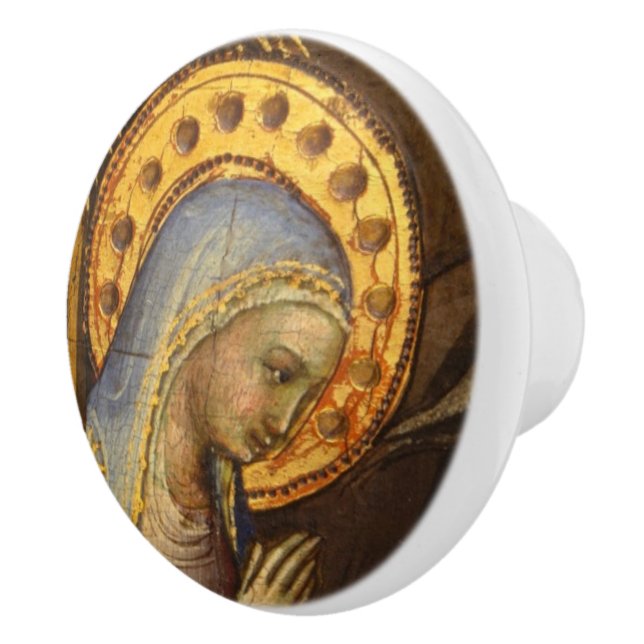Bouton De Porte En Céramique Christian Merry Christmas Antique Museum Mary (Droite)