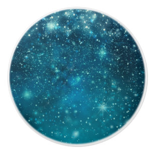 Bouton De Porte En Céramique Ciel Stellaires Cosmique Bleu