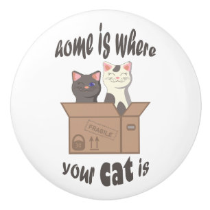 Bouton De Porte En Céramique Citation drôle Accueil est où est votre chat