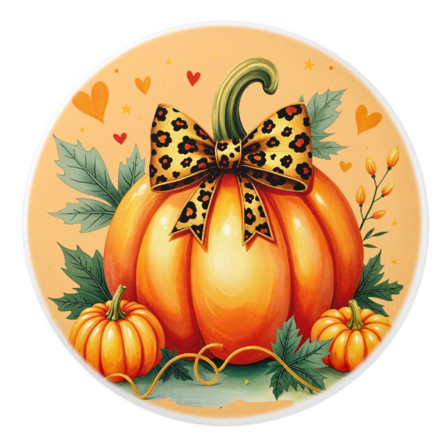 Bouton De Porte En Céramique Citrouille automne (Devant)