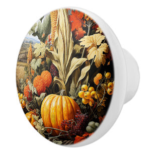 Bouton De Porte En Céramique Citrouille d'automne