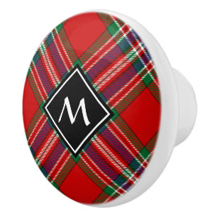 Bouton De Porte En Céramique Clan MacFarlane Red Tartan