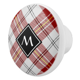 Bouton De Porte En Céramique Clan MacPherson Robe Rouge Tartan Ceramic Knob