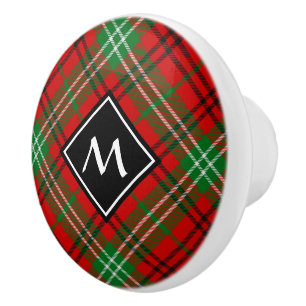 Bouton De Porte En Céramique Clan Morrison Red Tartan Ceramic Knob