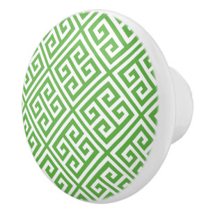 Bouton De Porte En Céramique Clé grecque verte