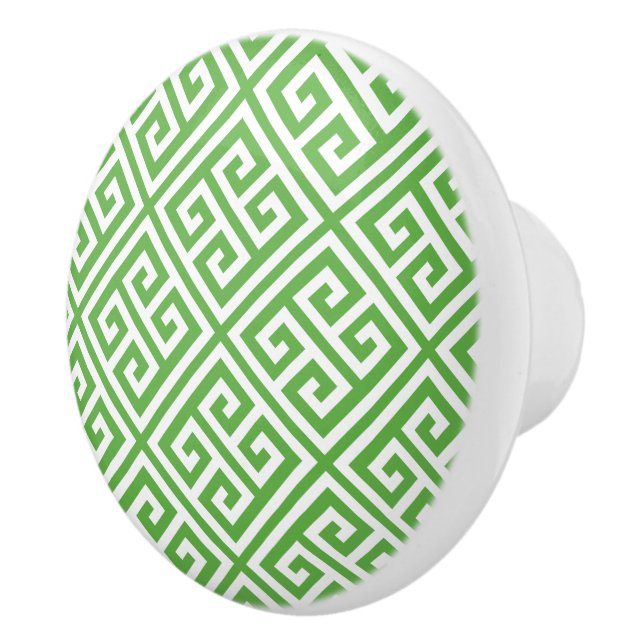 Bouton De Porte En Céramique Clé grecque verte (Droite)