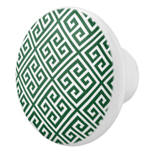 Bouton De Porte En Céramique Clé grecque verte Hunter