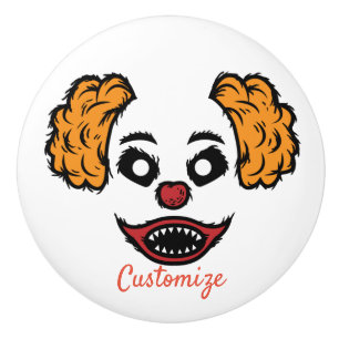 Bouton De Porte En Céramique Clown effrayant Thunder_Cove 