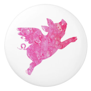 Bouton De Porte En Céramique Cochon Volant, Cochon Rose,