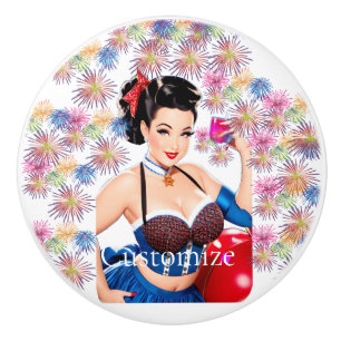 Bouton De Porte En Céramique Cocktail Party Girl Thunder_Cove