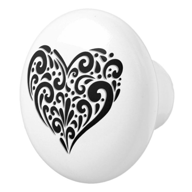 Bouton De Porte En Céramique Coeur (Droite)