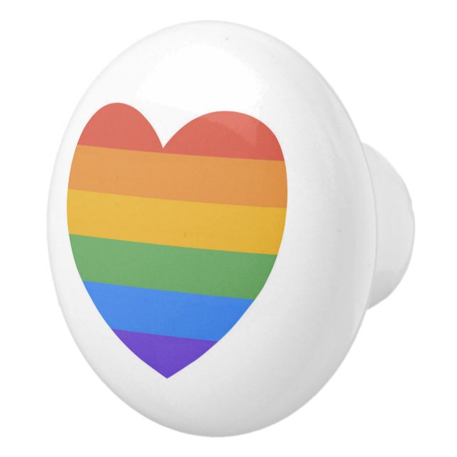 Bouton De Porte En Céramique Coeur arc-en-ciel (Droite)