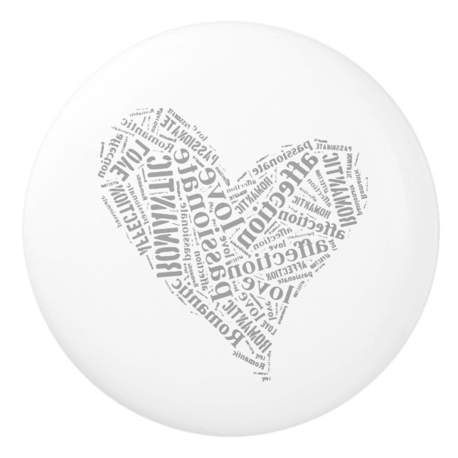 Bouton De Porte En Céramique Coeur d'amour romantique (Devant)