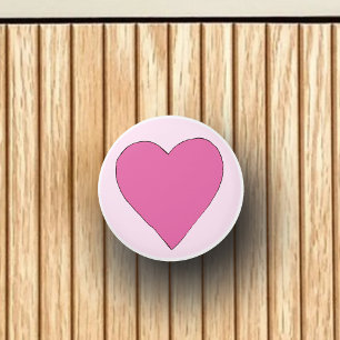 Bouton De Porte En Céramique Coeur d'amour rose