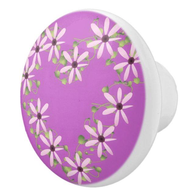 Bouton De Porte En Céramique Coeur floral (Droite)