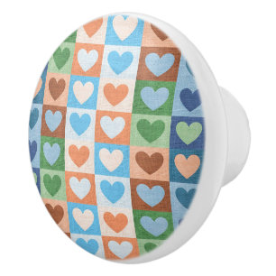 Bouton De Porte En Céramique Coeur Patchwork Ceramic Knob