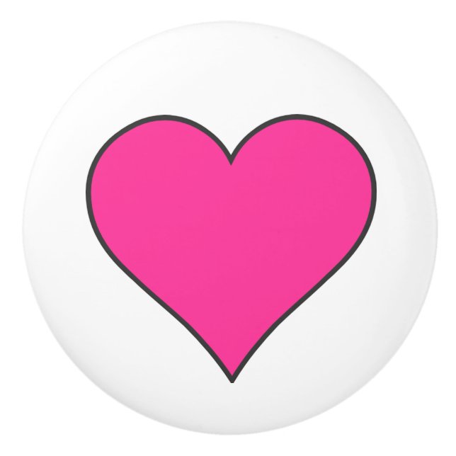 Bouton De Porte En Céramique Coeur rose / Ceramic Knob (Devant)