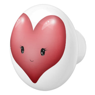 Bouton De Porte En Céramique Coeur rouge doux